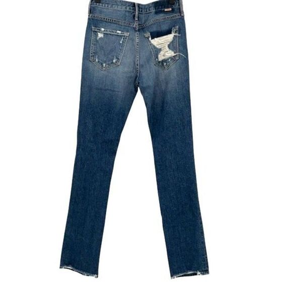 Mother Superior The Trickster Skinny Blue Denim Distressed Jeans Medium Wash Siz - Picture 3 of 11